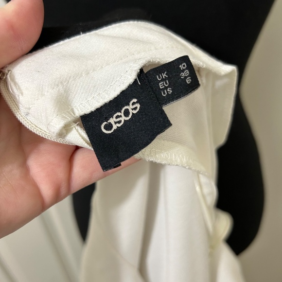 ASOS White Black and Green Color-block Long Sleeve Collared Dress Size 6 - Picture 4 of 4